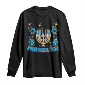 Funny Hanukkah Cat Long Sleeve Shirt Meowzel Tov Jewish Chanukkah TS09 Black Print Your Wear