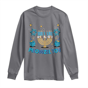 Funny Hanukkah Cat Long Sleeve Shirt Meowzel Tov Jewish Chanukkah TS09 Charcoal Print Your Wear