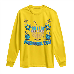 Funny Hanukkah Cat Long Sleeve Shirt Meowzel Tov Jewish Chanukkah TS09 Daisy Print Your Wear