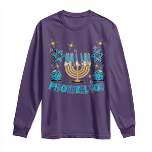 Funny Hanukkah Cat Long Sleeve Shirt Meowzel Tov Jewish Chanukkah TS09 Purple Print Your Wear