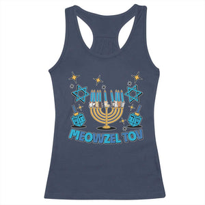 Funny Hanukkah Cat Racerback Tank Top Meowzel Tov Jewish Chanukkah TS09 Navy Print Your Wear