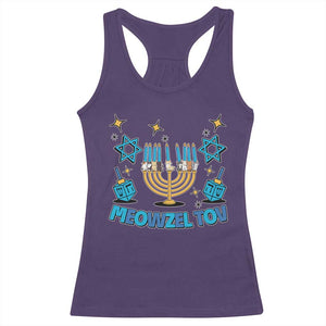 Funny Hanukkah Cat Racerback Tank Top Meowzel Tov Jewish Chanukkah TS09 Purple Print Your Wear