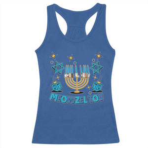 Funny Hanukkah Cat Racerback Tank Top Meowzel Tov Jewish Chanukkah TS09 Royal Blue Print Your Wear