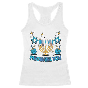 Funny Hanukkah Cat Racerback Tank Top Meowzel Tov Jewish Chanukkah TS09 White Print Your Wear