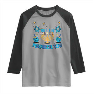 Funny Hanukkah Cat Raglan Shirt Meowzel Tov Jewish Chanukkah TS09 Sport Gray Black Print Your Wear