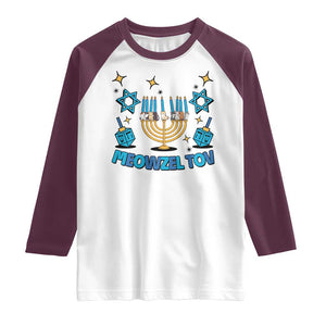 Funny Hanukkah Cat Raglan Shirt Meowzel Tov Jewish Chanukkah TS09 White Maroon Print Your Wear