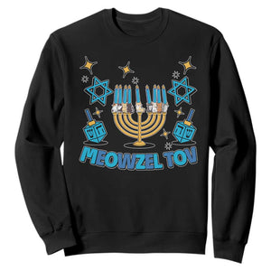 Funny Hanukkah Cat Sweatshirt Meowzel Tov Jewish Chanukkah TS09 Black Print Your Wear