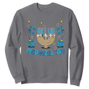 Funny Hanukkah Cat Sweatshirt Meowzel Tov Jewish Chanukkah TS09 Charcoal Print Your Wear