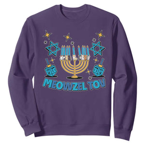 Funny Hanukkah Cat Sweatshirt Meowzel Tov Jewish Chanukkah TS09 Purple Print Your Wear