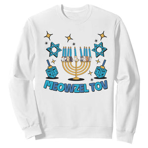 Funny Hanukkah Cat Sweatshirt Meowzel Tov Jewish Chanukkah TS09 White Print Your Wear