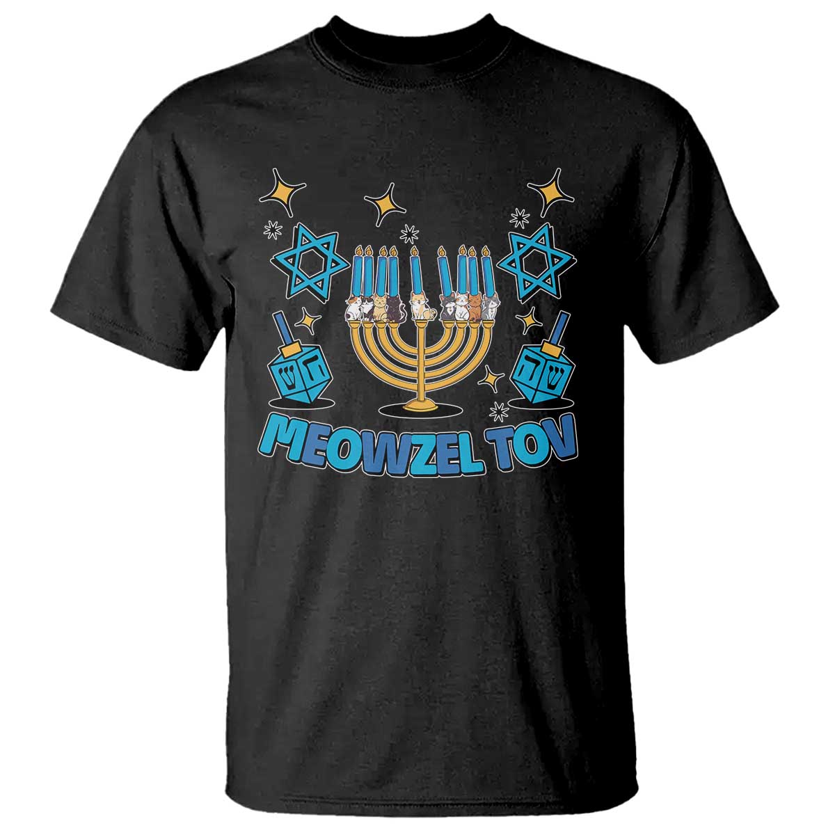 Funny Hanukkah Cat T Shirt Meowzel Tov Jewish Chanukkah TS09 Black Print Your Wear