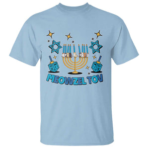 Funny Hanukkah Cat T Shirt Meowzel Tov Jewish Chanukkah TS09 Light Blue Print Your Wear