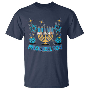 Funny Hanukkah Cat T Shirt Meowzel Tov Jewish Chanukkah TS09 Navy Print Your Wear