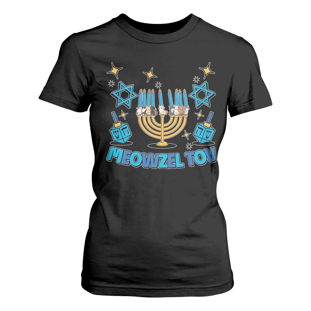 Funny Hanukkah Cat T Shirt For Women Meowzel Tov Jewish Chanukkah TS09 Black Print Your Wear