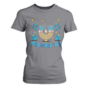 Funny Hanukkah Cat T Shirt For Women Meowzel Tov Jewish Chanukkah TS09 Charcoal Print Your Wear