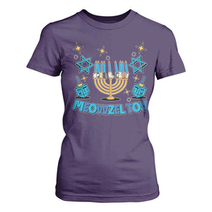 Funny Hanukkah Cat T Shirt For Women Meowzel Tov Jewish Chanukkah TS09 Purple Print Your Wear