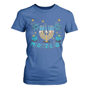 Funny Hanukkah Cat T Shirt For Women Meowzel Tov Jewish Chanukkah TS09 Royal Blue Print Your Wear