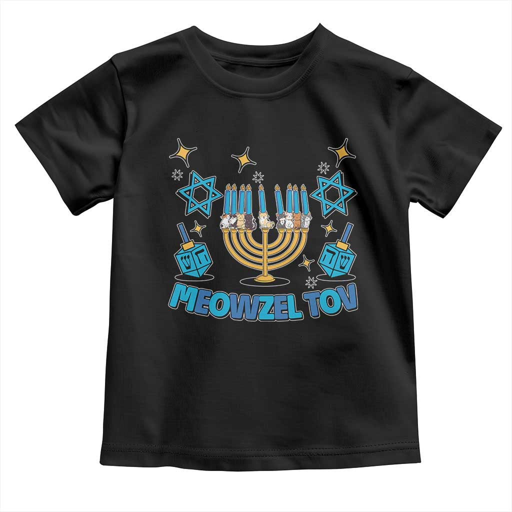 Funny Hanukkah Cat Toddler T Shirt Meowzel Tov Jewish Chanukkah TS09 Black Print Your Wear