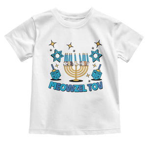 Funny Hanukkah Cat Toddler T Shirt Meowzel Tov Jewish Chanukkah TS09 White Print Your Wear