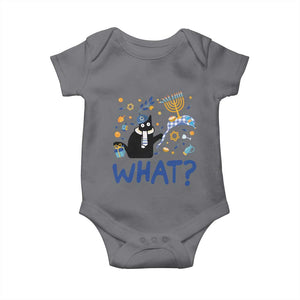 Funny Hanukkah Cat What Baby Onesie TS09 Charcoal Print Your Wear