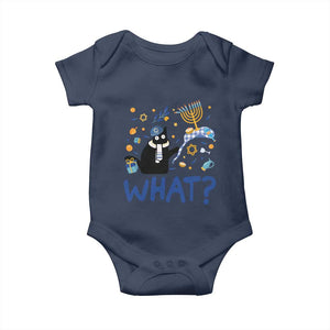 Funny Hanukkah Cat What Baby Onesie TS09 Navy Print Your Wear