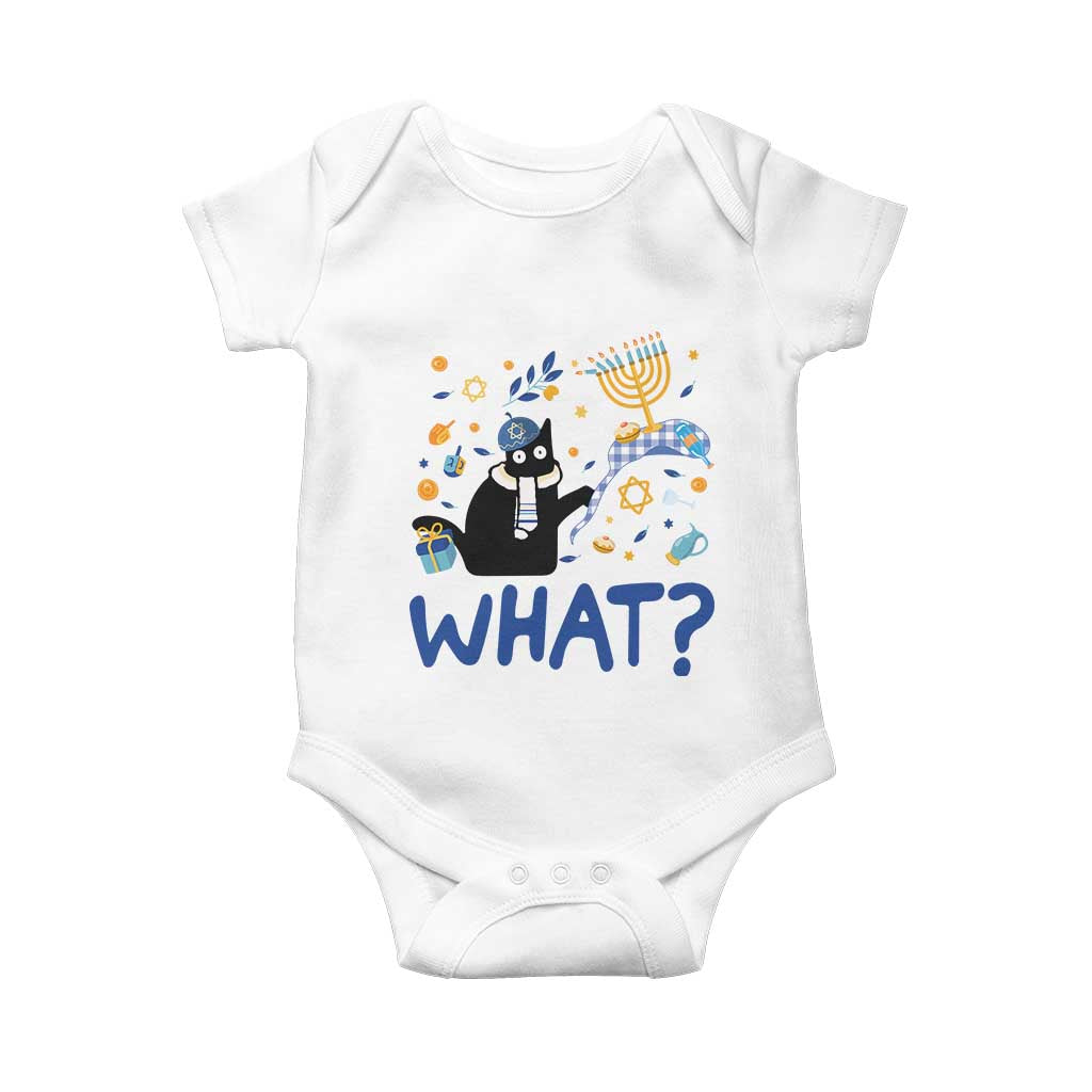 Funny Hanukkah Cat What Baby Onesie TS09 White Print Your Wear