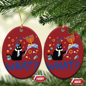 Funny Hanukkah Cat What Christmas Ornament TS09 Oval Red Print Your Wear