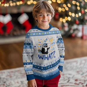 Funny Hanukkat What Black Cat Hanukkah Ugly Sweater TS09 Gray Blue Print Your Wear