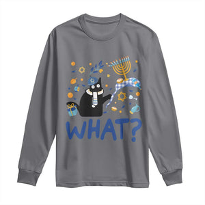 Funny Hanukkah Cat What Long Sleeve Shirt TS09 Charcoal Print Your Wear