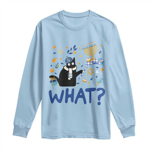 Funny Hanukkah Cat What Long Sleeve Shirt TS09 Light Blue Print Your Wear