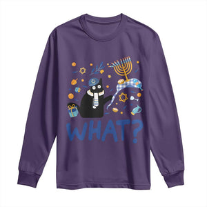 Funny Hanukkah Cat What Long Sleeve Shirt TS09 Purple Print Your Wear