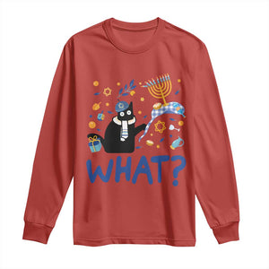 Funny Hanukkah Cat What Long Sleeve Shirt TS09 Red Print Your Wear