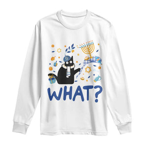 Funny Hanukkah Cat What Long Sleeve Shirt TS09 White Print Your Wear