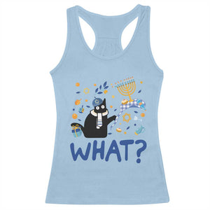 Funny Hanukkah Cat What Racerback Tank Top TS09 Light Blue Print Your Wear