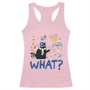 Funny Hanukkah Cat What Racerback Tank Top TS09 Light Pink Print Your Wear