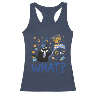 Funny Hanukkah Cat What Racerback Tank Top TS09 Navy Print Your Wear