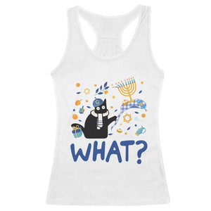 Funny Hanukkah Cat What Racerback Tank Top TS09 White Print Your Wear