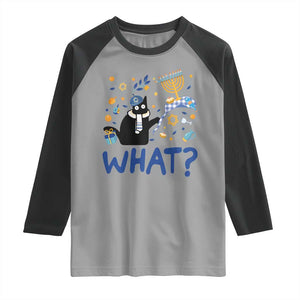 Funny Hanukkah Cat What Raglan Shirt TS09 Sport Gray Black Print Your Wear