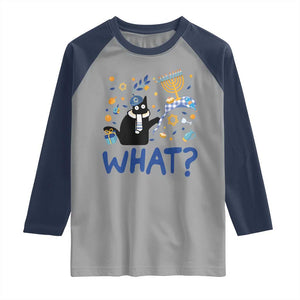 Funny Hanukkah Cat What Raglan Shirt TS09 Sport Gray Navy Print Your Wear