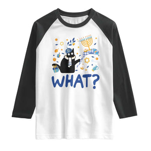 Funny Hanukkah Cat What Raglan Shirt TS09 White Black Print Your Wear