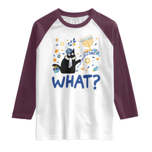 Funny Hanukkah Cat What Raglan Shirt TS09 White Maroon Print Your Wear