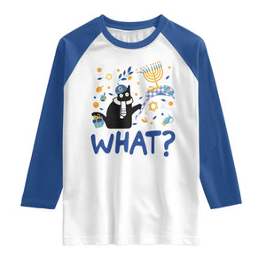 Funny Hanukkah Cat What Raglan Shirt TS09 White Royal Print Your Wear