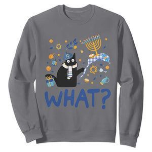 Funny Hanukkah Cat What Sweatshirt TS09 Charcoal Print Your Wear