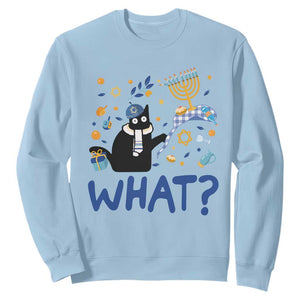 Funny Hanukkah Cat What Sweatshirt TS09 Light Blue Print Your Wear