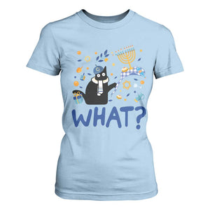 Funny Hanukkah Cat What T Shirt For Women TS09 Light Blue Print Your Wear