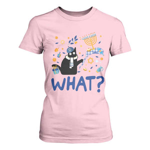 Funny Hanukkah Cat What T Shirt For Women TS09 Light Pink Print Your Wear