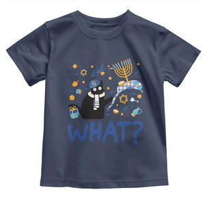 Funny Hanukkah Cat What Toddler T Shirt TS09 Navy Print Your Wear