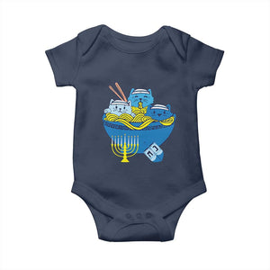 Funny Hanukkah Cat Baby Onesie Kawaii Cat Eating Ramen Anime Jewish Kitten TS09 Navy Print Your Wear