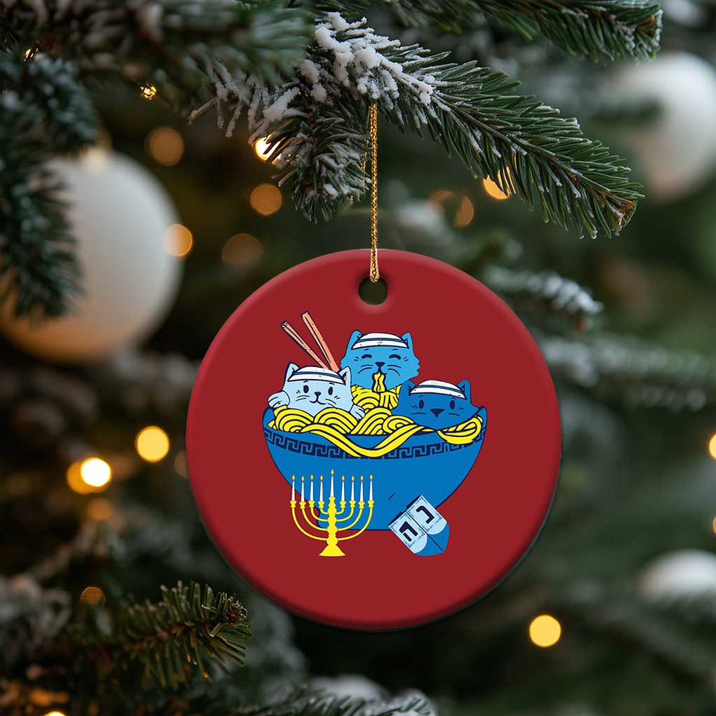 Funny Hanukkah Cat Christmas Ornament Kawaii Cat Eating Ramen Anime Jewish Kitten TS09 Print Your Wear