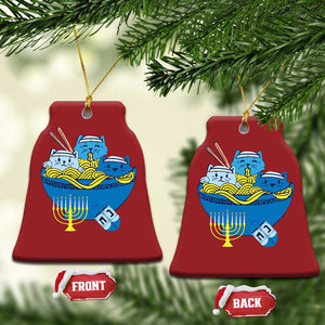 Funny Hanukkah Cat Christmas Ornament Kawaii Cat Eating Ramen Anime Jewish Kitten TS09 Bell Flake Red Print Your Wear